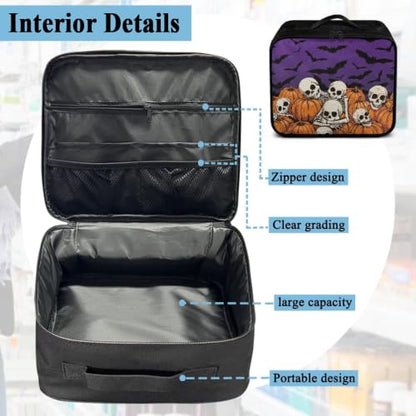Halloween First Aid Bag Empty Skeleton Pumpkin Travel Medicine Bags for Home Car Hiking Medical Supplies Storage Bag Portable - color: Halloween Skeleton Pumpkin