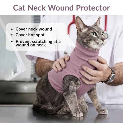 ROZKITCH Cat Neck Protector, Cat Surgery Recovery Suit | Surgical Neck Cover Dog Ear Hematoma Wrap Purple XS - color: Purple, size: XS(Chest: 14.2")