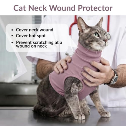 ROZKITCH Cat Neck Protector, Cat Surgery Recovery Suit | Surgical Neck Cover Dog Ear Hematoma Wrap Purple XS - color: Purple, size: XS(Chest: 14.2")