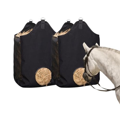2 Pcs Hay Bags for Horse, Large Capacity Feeding Bag - color: Black