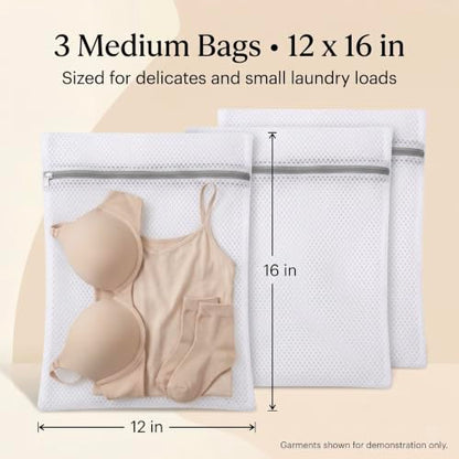 GroundLuxe Mesh Laundry Bags for Delicates, 3 Pack, 12 x 16 Inch