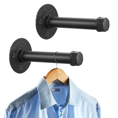 Sumnacon Wall Mounted Clothes Rack for Wardrobe, 2Pcs 6 Inch,Black - color: Black, size: 6 Inch