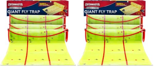 Catchmaster Giant Fly Glue Trap 6-Pack 30 Feet Each, Adhesive Fly Traps Outdoor, Sticky Bug Catcher, Bulk Flying Insect Paper Roll, Pest Control for Garage, Barn, Greenhouse & Garbage Room - size: 6 Pack