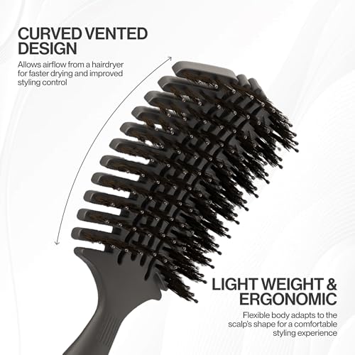 COCCO Aura Vent Boar Brush, Dual-Curved Design for Faster Drying - color: Black