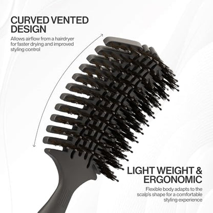 COCCO Aura Vent Boar Brush, Dual-Curved Design for Faster Drying - color: Black