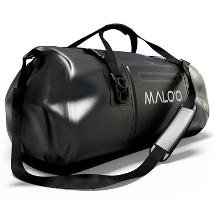 Malo’o Waterproof Dry Duffel, Heavy-Duty Roll Top Waterproof Gear Bag with Shoulder Strap & Molle Loops, Marine Duffel for Kayaking, Boating, Camping, Beach & Travel, Black, 60L - color: Black, size: 60L