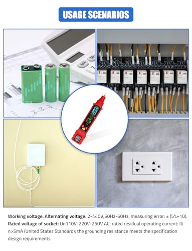 2-in-1 Voltage Tester 2-440V LCD Circuit Breaker Finder Kit | electrical Outlet tester supports dual AC 2-440V & 50-60Hz testing, equipped with clear LCD display for voltage data reading.