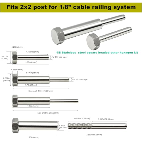 1/8 Stainless Steel Cable Railing Hardware Kit, 20 Pairs