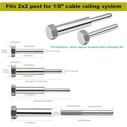 1/8 Stainless Steel Cable Railing Hardware Kit, 20 Pairs