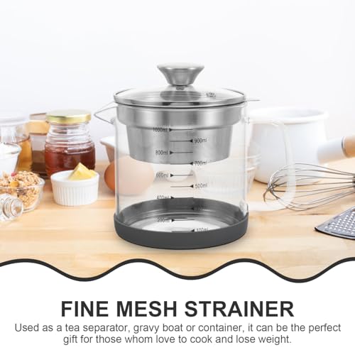Alipis Soy Milk Filter Pot Fine Mesh Strainer Pitcher with Scale Tea Strainer Jug for Kitchen Juice Soup and Soybean Milk 1.5L Capacity 7.48 X 6.29 X 4.72 in 1 Pot