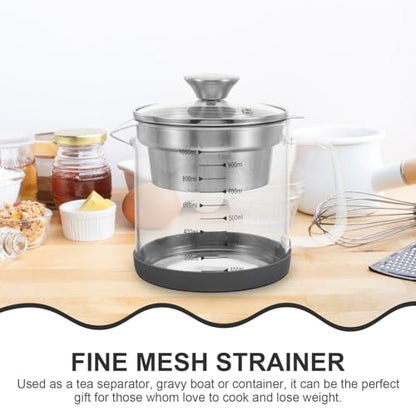 Alipis Soy Milk Filter Pot Fine Mesh Strainer Pitcher with Scale Tea Strainer Jug for Kitchen Juice Soup and Soybean Milk 1.5L Capacity 7.48 X 6.29 X 4.72 in 1 Pot