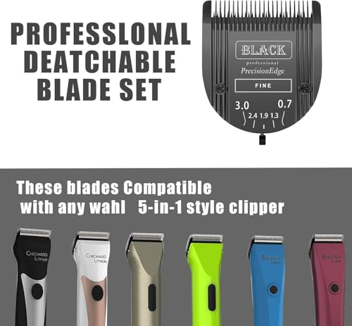 Adjustable Dog Grooming Clipper 5-in-1 Blade Compatible with WAHL Professional Animal Clipper Arco, Bravura, Chromado, Creativa, Figura, and Motion Pet, Dog, and Horse(Black) - color: Black/Pc