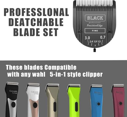 Adjustable Dog Grooming Clipper 5-in-1 Blade Compatible with WAHL Professional Animal Clipper Arco, Bravura, Chromado, Creativa, Figura, and Motion Pet, Dog, and Horse(Black) - color: Black/Pc
