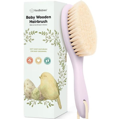 Wooden Baby Hair Brush for Toddler, Infant Cradle Cap (Thistle, Regular) - color: Thistle, size: Oval, Regular 7"