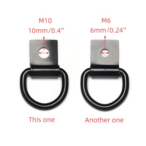 4 Pcs D-Rings Tie Down Anchor Hooks, 10mm Fixing hole D-Ring for Pickup Truck Bed Deck Rails T Slot Nut Screw, Heavy Duty Steel D Ring for Trailer, Camper, Warehouse, Garage, Cargo Cover Mounts, Black - color: Black
