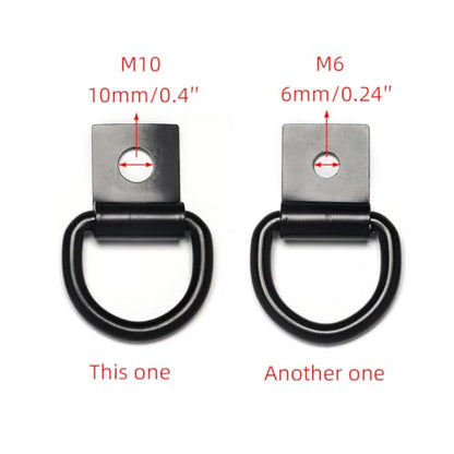 4 Pcs D-Rings Tie Down Anchor Hooks, 10mm Fixing hole D-Ring for Pickup Truck Bed Deck Rails T Slot Nut Screw, Heavy Duty Steel D Ring for Trailer, Camper, Warehouse, Garage, Cargo Cover Mounts, Black - color: Black