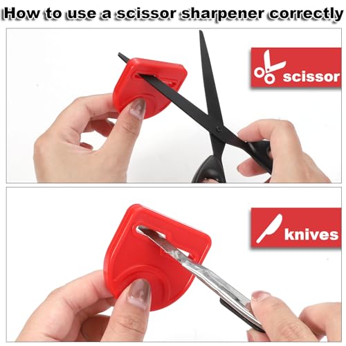 2pcs Scissor Sharpener Tool, Handheld Small Sharpening Scissors Tool (Red)
