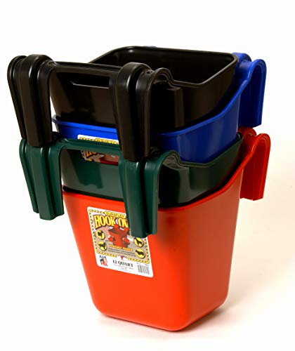 Little Giant® Plastic Hook Over Feeder | Mountable Livestock & Pet Feed Bucket | Horse Feed Bucket | Made in USA | 12 Quarts | Black - color: Black, size: 12 Quart