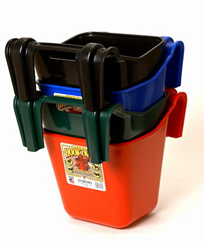 Little Giant® Plastic Hook Over Feeder | Mountable Livestock & Pet Feed Bucket | Horse Feed Bucket | Made in USA | 12 Quarts | Red - color: Red, size: 12 quart