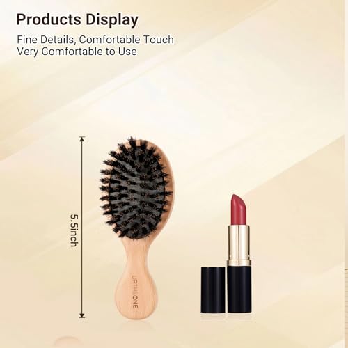 URTHEONE 2 Pack Mini Pure Boar Bristle Hair Brush Small Travel Pocket Brush - color: Wooden boar bristle