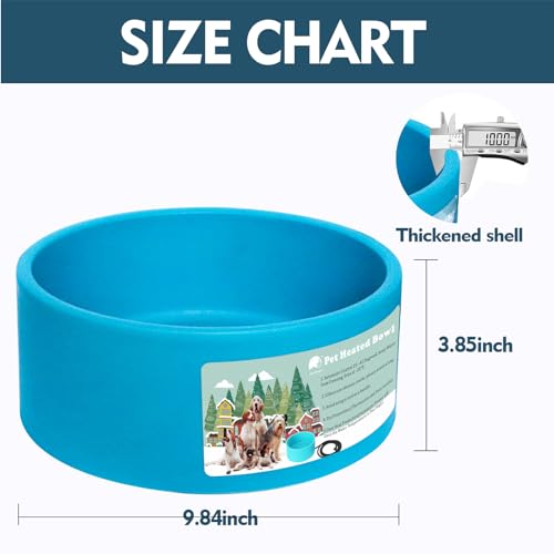 Heated Water Bowl for Dog & Cat, Outdoor Heated Dog Bowl Provides Drinkable Water & Food in Winter, Heated Pet Bowl for Outside, Smart Thermal-Dish for Rabbit, Chicken, Duck, Squirrel (98 OZ) - size: 98 OZ