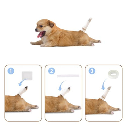16 PCS Dog Tail Protector Dog Ends Starter Pack Including 10 Breathable Mesh Dog Tail Dressing 5 Gauze and 1 Roll Self-Adhesive Pet Bandage Vet Wrap for Dogs Cats Other Pets Animals