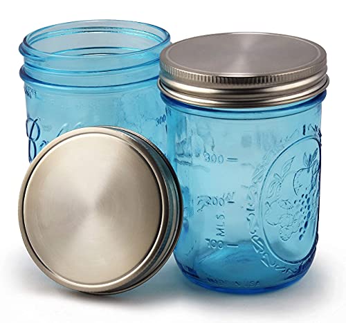 316 Surgical Stainless Steel Mason Jar Lids WIDE Mouth - Rust-proof, Airtight, Leak-proof, BPA-Free, PVC-free, Vegan, Reusable - Not for Canning - size: 12 Wide Mouth Lids- 3 3⁄8" outer Ǿ