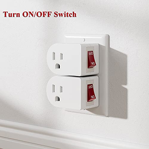 Oviitech 3 Pack Grounded Outlet Wall Tap Adapter with On/Off Power Switch，Single Outlet with Switch in White - size: 3