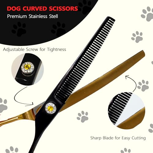 7" Curved Thinner Dog Scissor, Curved Fluffer Scissors, 42 Teeth - size: Curved Fluffer