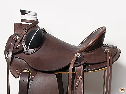 HILASON Western Horse Wade Saddle American Leather Ranch Roping Dark Brown | Hand Tooled & for Horses