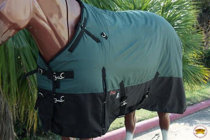 Waterproof Horse Turnout Sheet Hilason 1200D Rip-Stop Lightweight Rain Sheet with Belly Wrap Taffeta Lining Shoulder Gussets - color: Hunter Green, size: 84 in