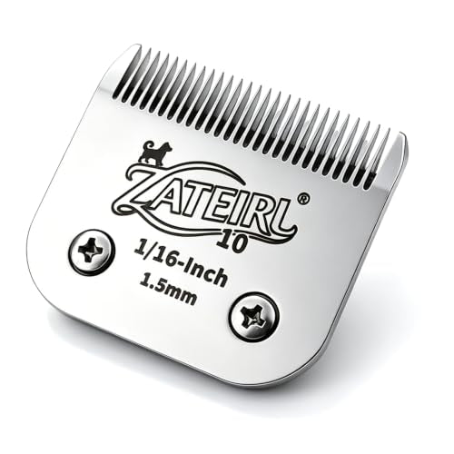 Size 10 Detachable Pet Grooming Clipper Blade with Ceramic Cutter, 1.5mm 1/16 Inch Cut Length, Silver, Compatible with Andis, Oster A5, Wahl KM10, 1 Pack - color: Silver, size: 10# 1.5mm