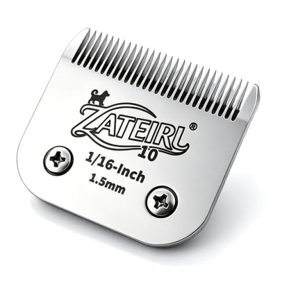 Size 10 Detachable Pet Grooming Clipper Blade with Ceramic Cutter, 1.5mm 1/16 Inch Cut Length, Silver, Compatible with Andis, Oster A5, Wahl KM10, 1 Pack - color: Silver, size: 10# 1.5mm