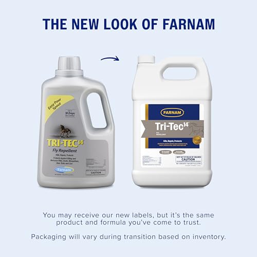 Farnam Tri-Tec 14 Fly Spray for Horses, Protects for Up to 14 Days, 128 oz - size: 128 Fl Oz (Pack of 1)