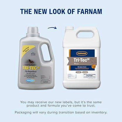Farnam Tri-Tec 14 Fly Spray for Horses, Protects for Up to 14 Days, 128 oz - size: 128 Fl Oz (Pack of 1)