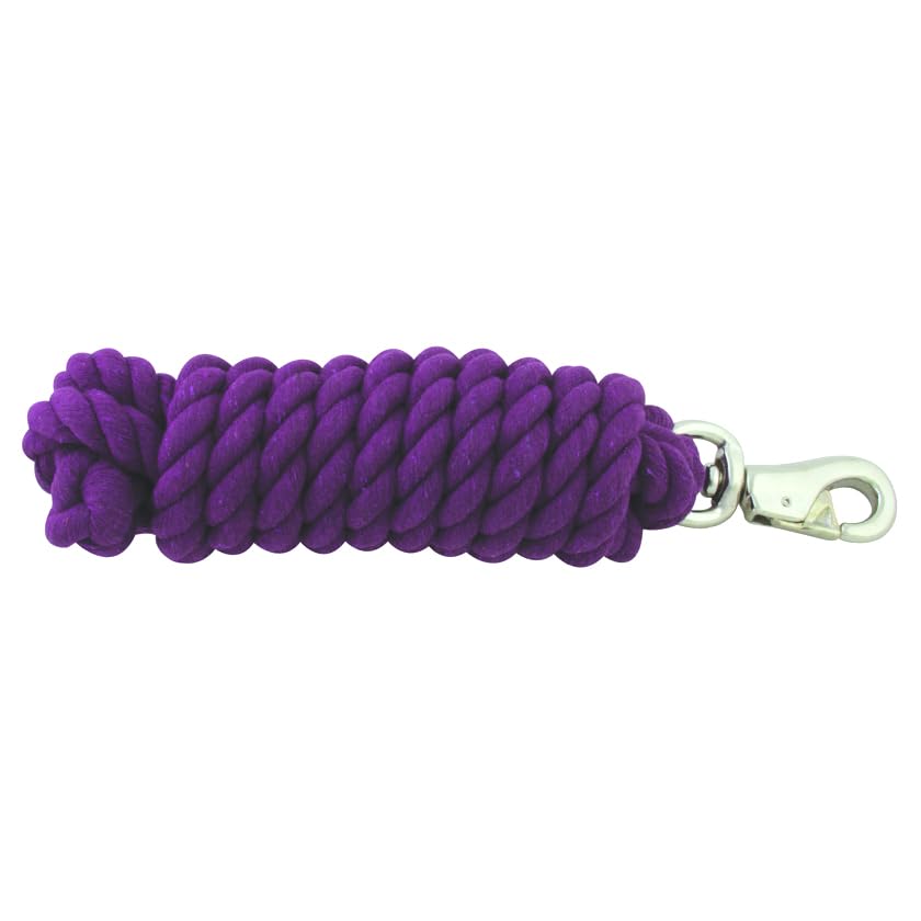 Jeffers Equine Braided Cotton Horse Lead Rope with Nickel Plated Bull Snap, 10" Long x 3/4" Thick, Equestrian Lead for Horses & Livestock, Training, Grooming, Barn, Ranch & Trailer Use - Purple - color: Purple