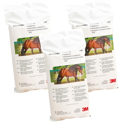 3M Animalintex Poultice Pad for Horses, 8 in. x 16 in. Hot or Cold Veterinary Dressing for Abscess Care, Hoof Support, Leg Injury Protection, First Aid Wrap/Bandage, 3-Pack - size: 3-Pack