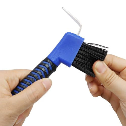 Hoof Pick Brushes, Soft Touch Rubber Handle Portable Hoofpick, Stiff Hoof Pick for Horse Care, Groomers (Blue) - color: Blue