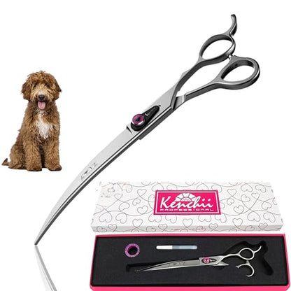 Kenchii Love Dog Grooming Shears, 8in Curved - size: 8.0" Curved