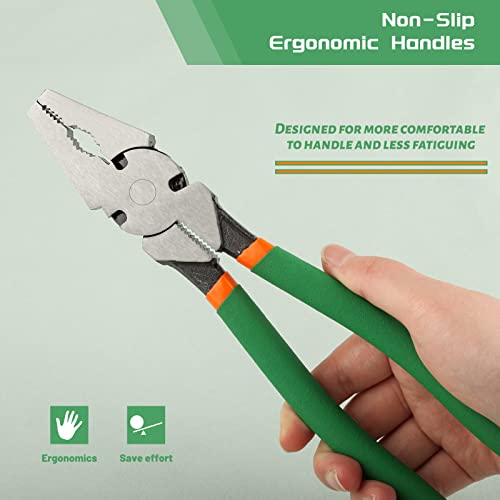 SPEEDWOX 10" Heavy Duty Square Nose Fence Pliers - High-Leverage Multi-purpose Chain Link Fence Tool - Barbed Wire Cutter, Nail Puller - style: 10" Fence Pliers