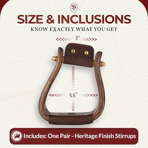 Trailmaster Wooden Western Horse Stirrups, 3 Inch Tread