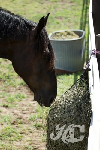 hay chix Half Bale Hay Net for Horses | 1 3/4" Holes, Oat Rope - color: Oat