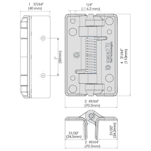 D&D KF3SPS KwikFit Gate Hinge, Self-Closing, Square Gates, Black, 2 pcs