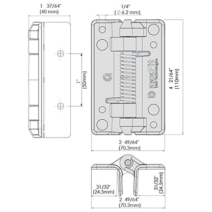 D&D KF3SPS KwikFit Gate Hinge, Self-Closing, Square Gates, Black, 2 pcs