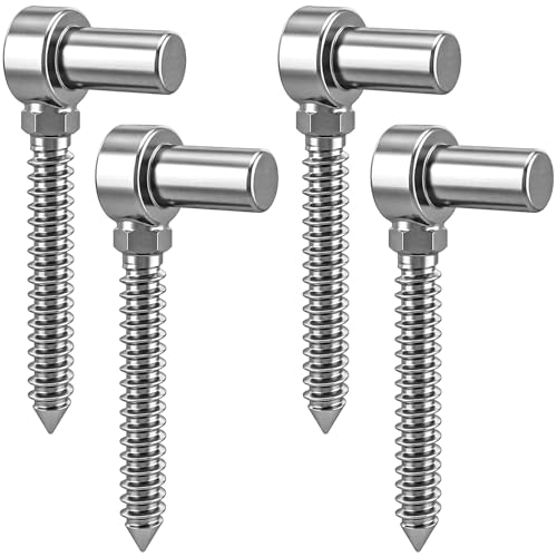 Coloch 4 Pack Stainless Steel Gate Hinges for Farm Fence, One Piece Molding Lag Screw Eye Hinges M16 Heavy Duty Pin Hinge Bolts Fit 5/8” Pin for Wood Fence, Garden, Barn Doors