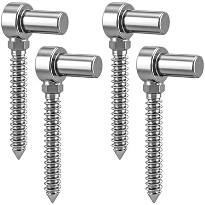 Coloch 4 Pack Stainless Steel Gate Hinges for Farm Fence, One Piece Molding Lag Screw Eye Hinges M16 Heavy Duty Pin Hinge Bolts Fit 5/8” Pin for Wood Fence, Garden, Barn Doors