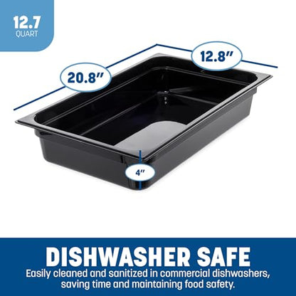 Carlisle FoodService Products 10201B03 StorPlus Full Size Food Pan, Polycarbonate, 4" Deep, Black - color: Black, size: 4", style: Pan