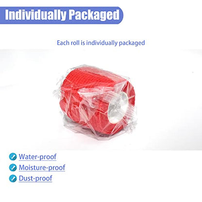 2 Inches Self Adhesive Bandage Wrap Cohesive Wrap, 9 Pack, Red - color: Red, size: 2 Inch