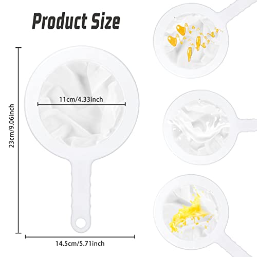 WXJ13 3 Pieces Ultra-Fine Nylon Mesh Strainer, Food Yogurt Mesh, Plastic Sieve Fine Mesh Colander with Handle for Filtering Juice Milk Soy Coffee Honey Wine Yogurt (100/200/400Mesh)