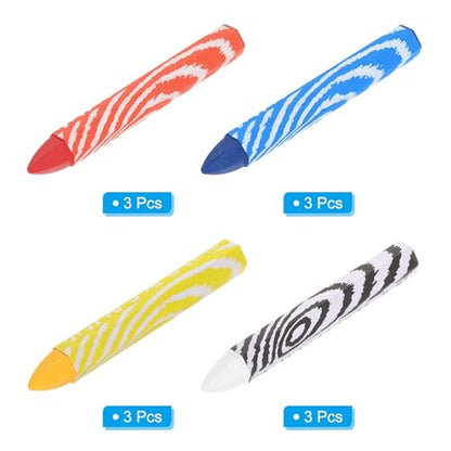 PATIKIL Lumber Marking Crayons, 12 Pack 4"x0.55" Hex Wax Tire Marker Crayons White/Red/Yellow/Blue